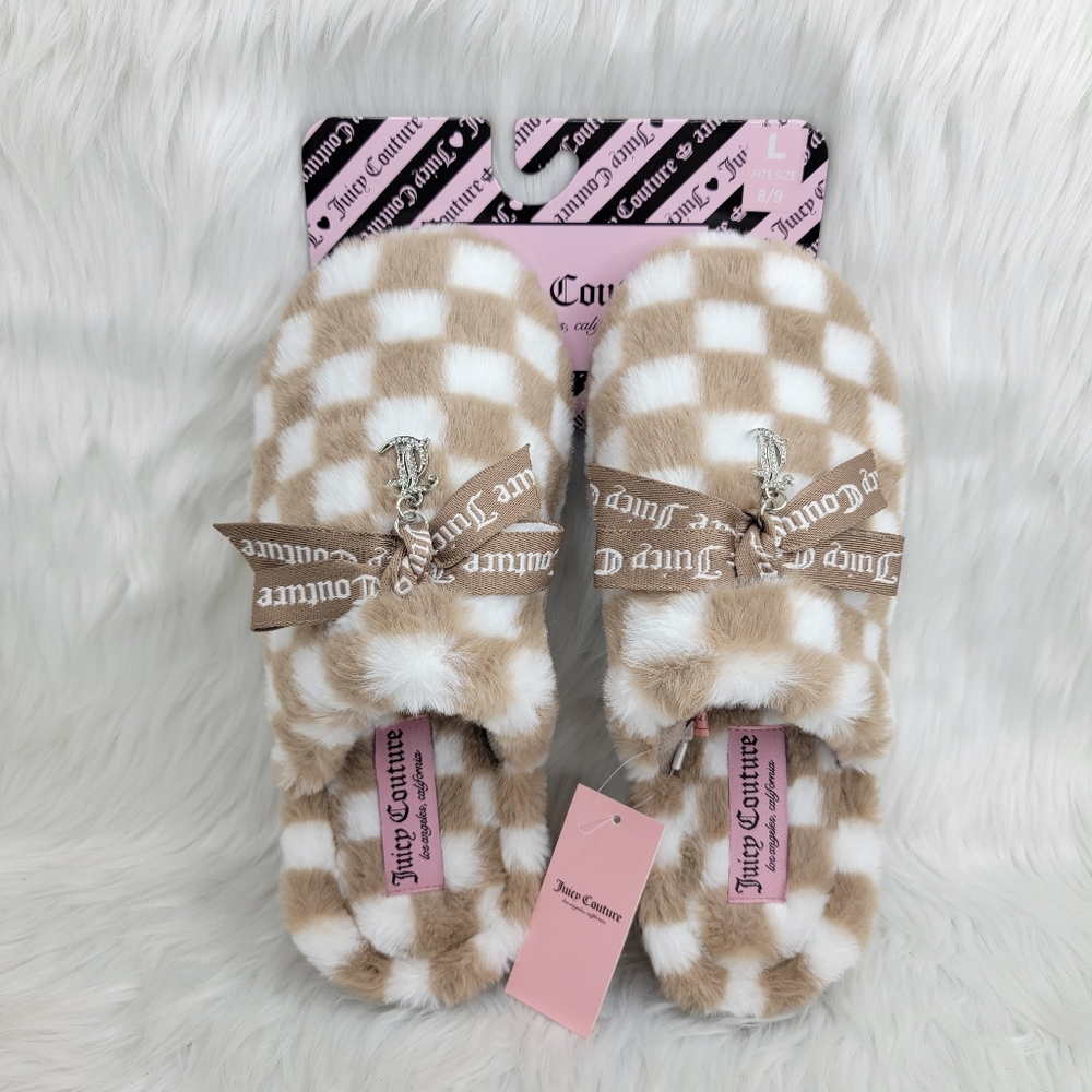 Juicy Couture Faux Fur Closed Toe Slippers.